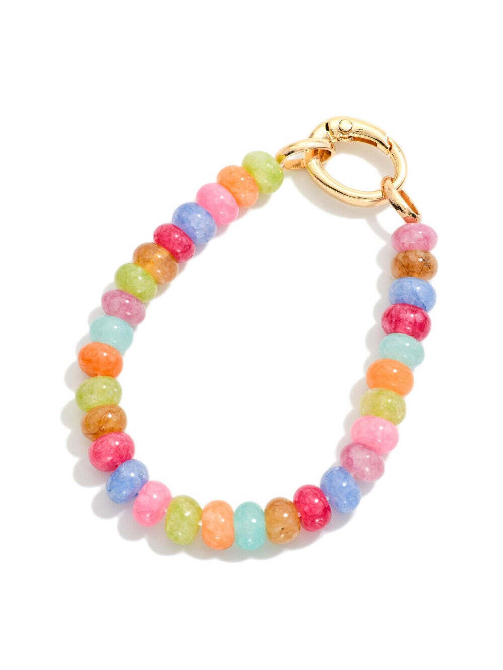 Rainbow Candy Bead Stretch Bracelet with Gold Tone Clasp Multi Color